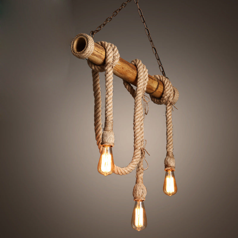 Bare Bulb Hanging Island Lights Rope Retro Industrial Style Pendant Lighting Fixtures for Restaurant
