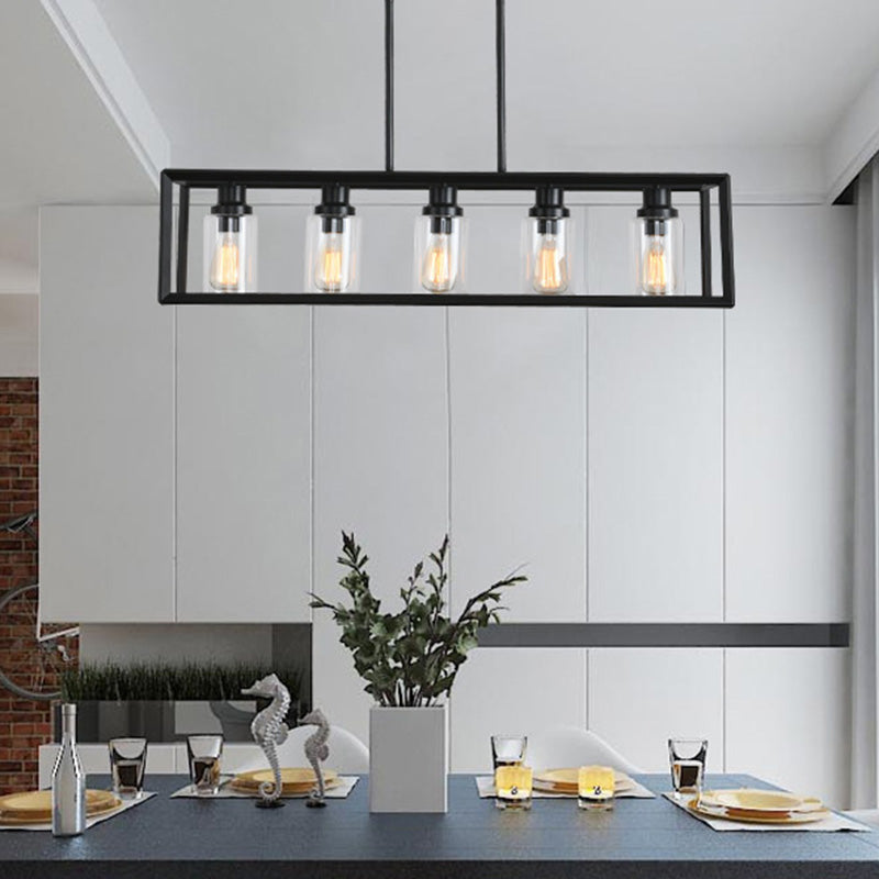 Rectangle Island Chandelier Lights Industrial Style Metal Chandelier Lighting Fixtures for Kitchen