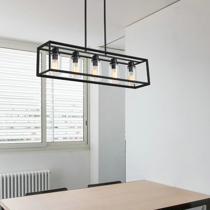 Rectangle Island Chandelier Lights Industrial Style Metal Chandelier Lighting Fixtures for Kitchen