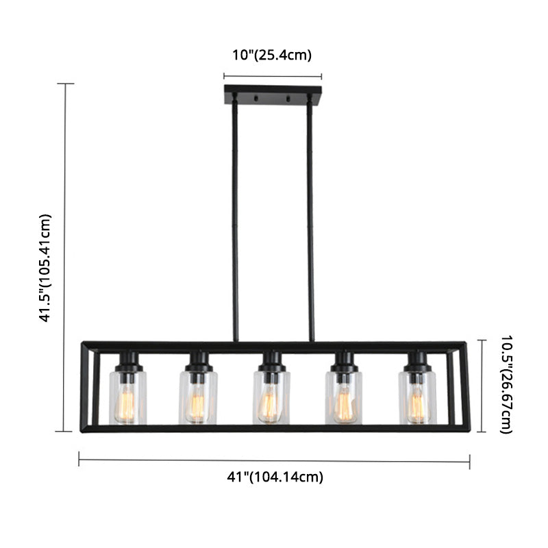 Rectangle Island Chandelier Lights Industrial Style Metal Chandelier Lighting Fixtures for Kitchen