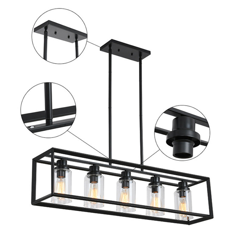 Rectangle Island Chandelier Lights Industrial Style Metal Chandelier Lighting Fixtures for Kitchen