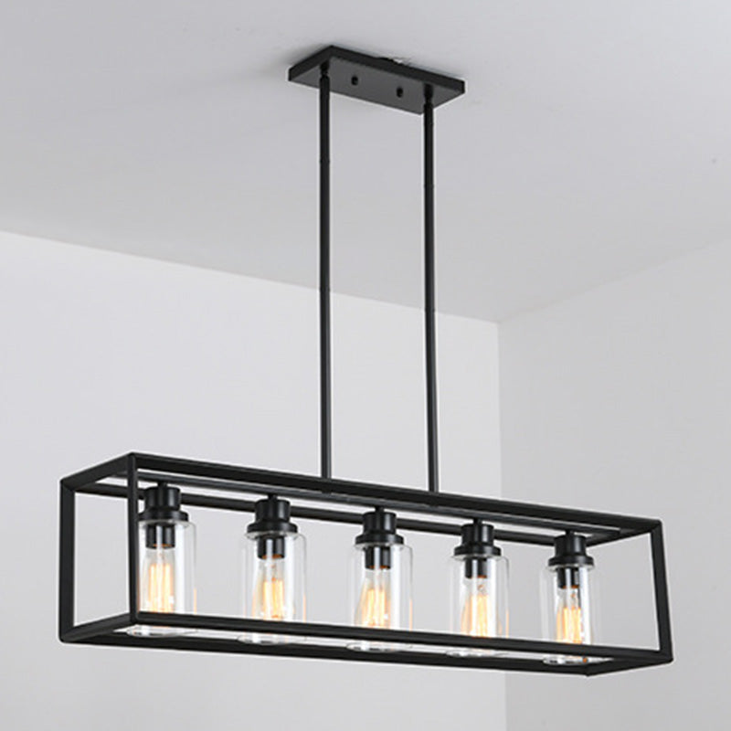 Rectangle Island Chandelier Lights Industrial Style Metal Chandelier Lighting Fixtures for Kitchen