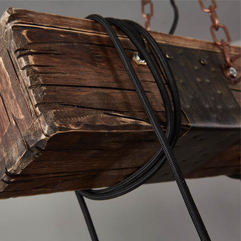 Bare Bulb Large Kitchen Pendant Lights Wood Retro Industrial Style Island Light for Coffee Shop