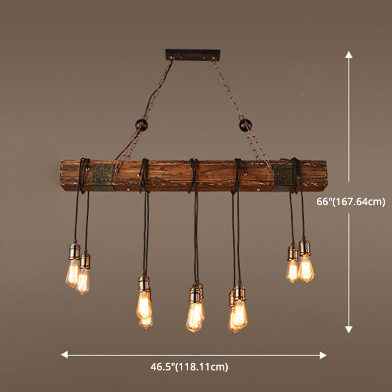 Lampadina nuda grande cucina a ciondolo luci a ciondolo in legno in stile industriale Isola luce per caffetteria