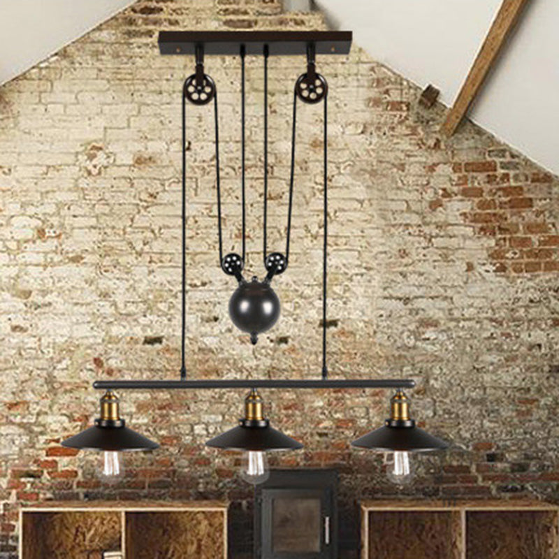 Cone Island Pendant Lights Retro Industrial Style Metal Island Pendant Lights for Restaurant
