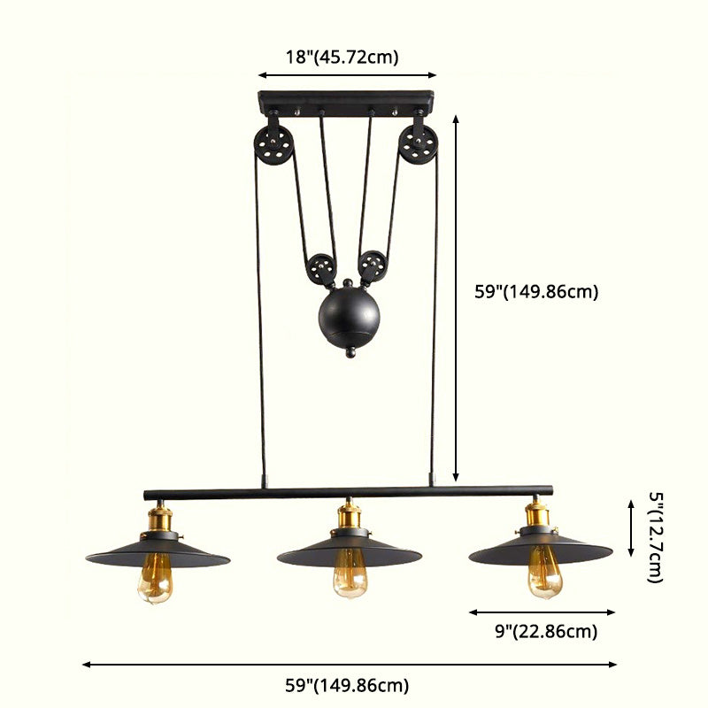 Cone Island Pendant Lights Retro Industrial Style Metal Island Pendant Lights for Restaurant