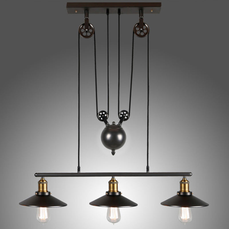 Cone Island Pendant Lights Retro Industrial Style Metal Island Pendant Lights for Restaurant