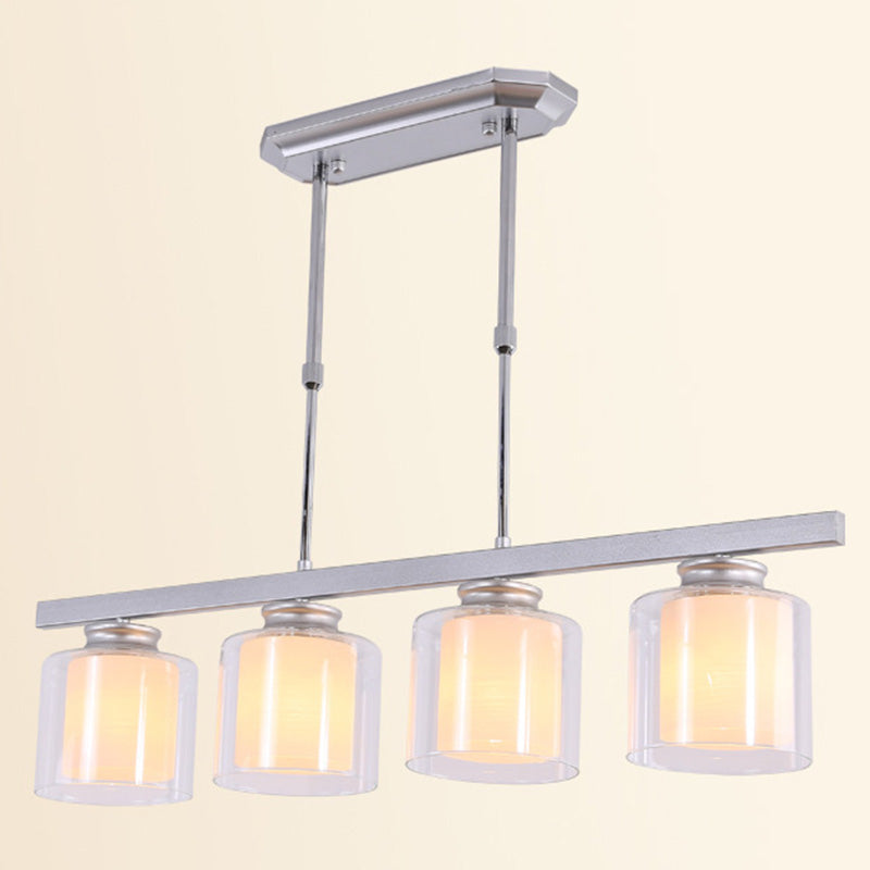 Fidutri di illuminazione a lampadario contemporanei di vetro a vetro pulito contemporaneo dell'isola per tavolo da pranzo