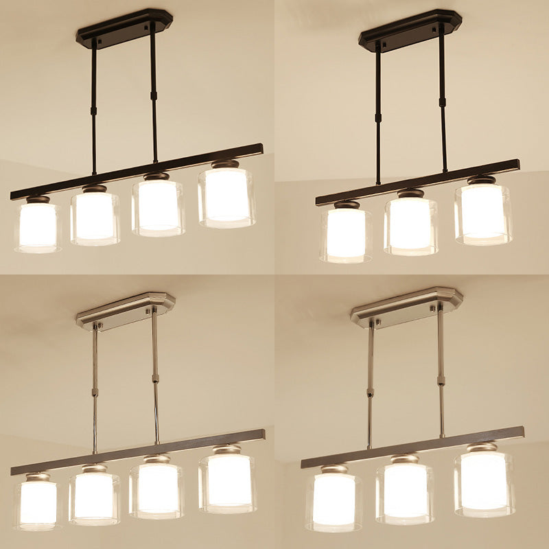 Fidutri di illuminazione a lampadario contemporanei di vetro a vetro pulito contemporaneo dell'isola per tavolo da pranzo