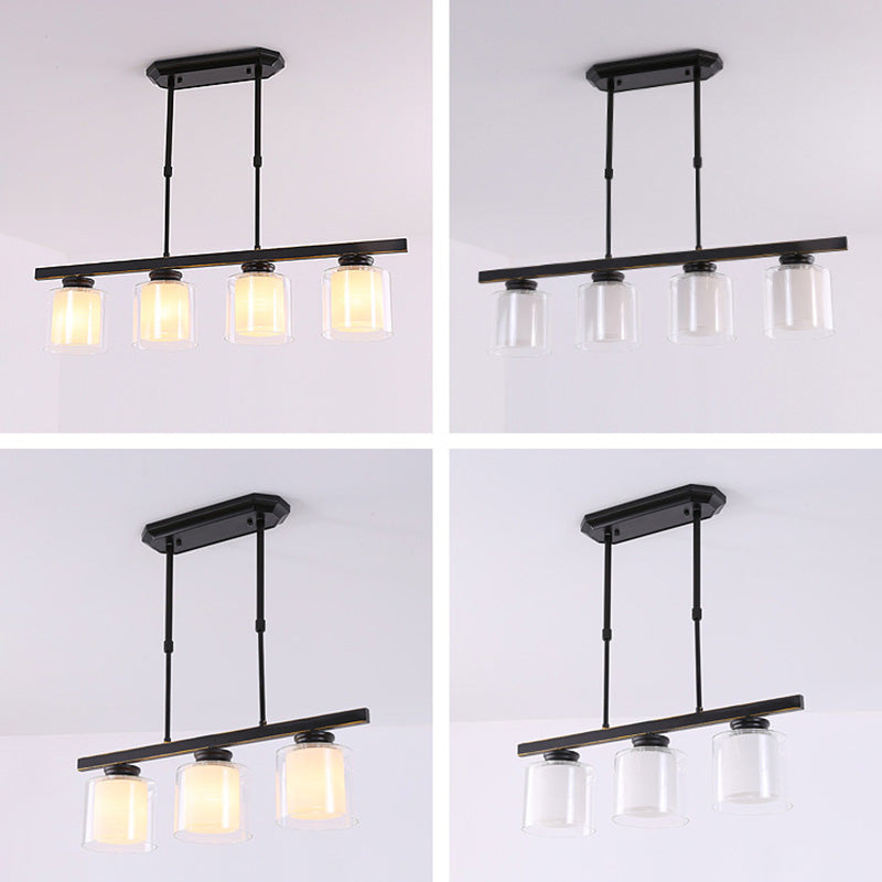 Fidutri di illuminazione a lampadario contemporanei di vetro a vetro pulito contemporaneo dell'isola per tavolo da pranzo