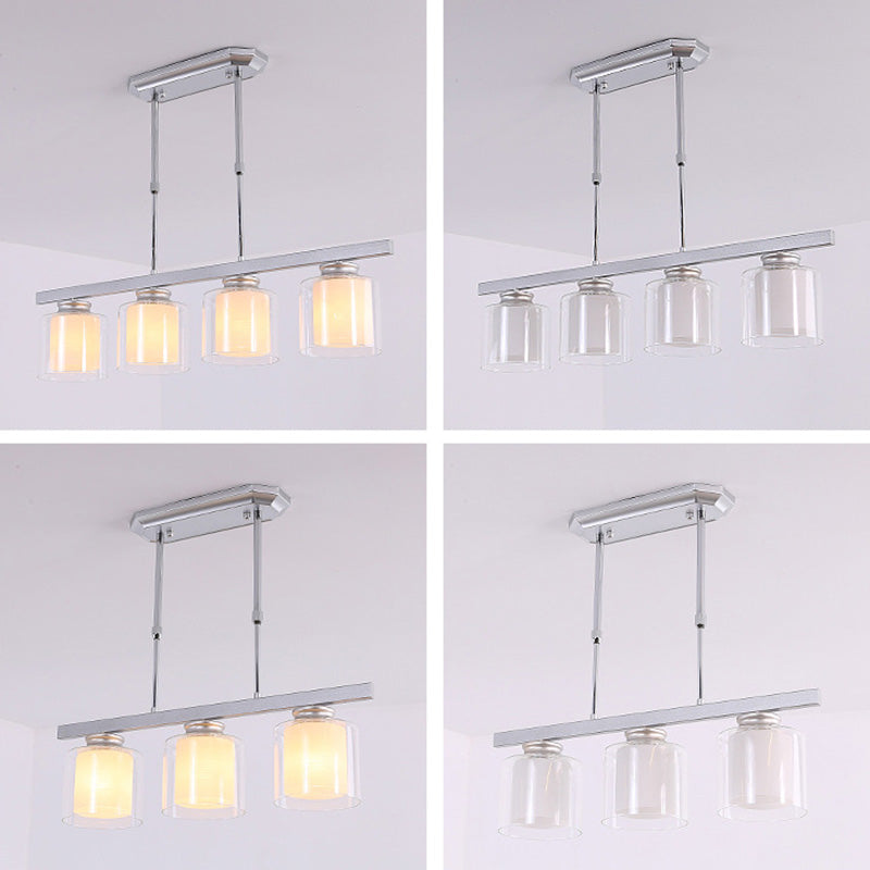 Fidutri di illuminazione a lampadario contemporanei di vetro a vetro pulito contemporaneo dell'isola per tavolo da pranzo