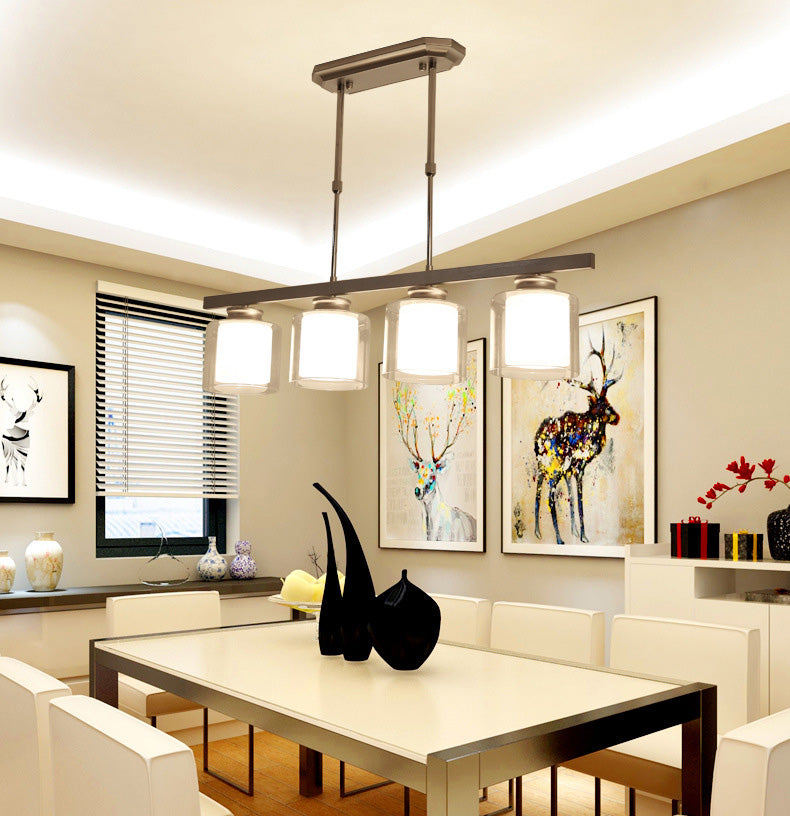 Fidutri di illuminazione a lampadario contemporanei di vetro a vetro pulito contemporaneo dell'isola per tavolo da pranzo