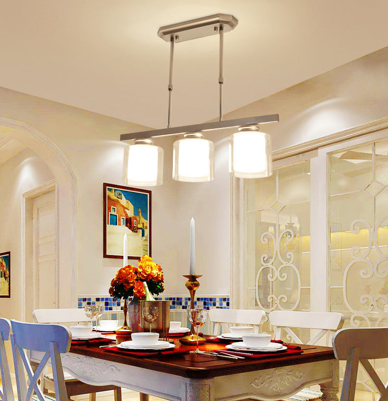 Fidutri di illuminazione a lampadario contemporanei di vetro a vetro pulito contemporaneo dell'isola per tavolo da pranzo