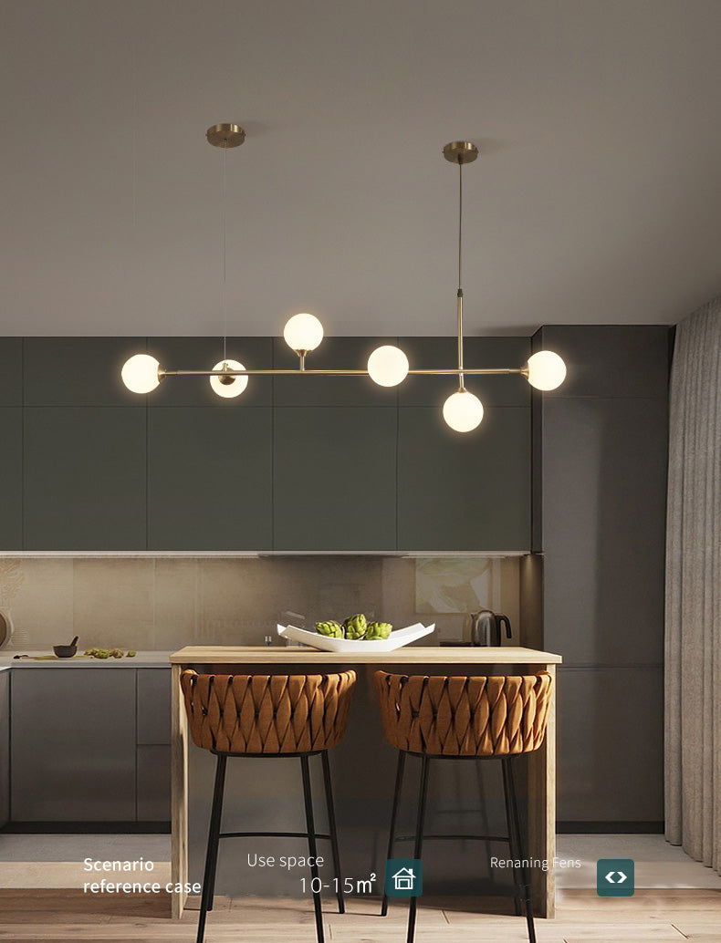 Round Island Lampellale Luci di vetro contemporaneo Fissature di illuminazione lampadario per il ristorante