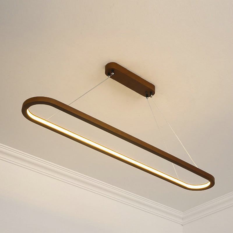 Oval Island Chandelier Lights Simplicity Wood Chandelier Lighting Fixtures for Restaurant