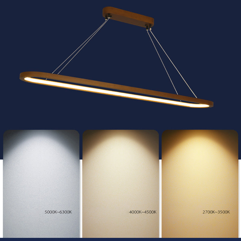 Oval Island Chandelier Lights Simplicity Wood Chandelier Lighting Fixtures for Restaurant