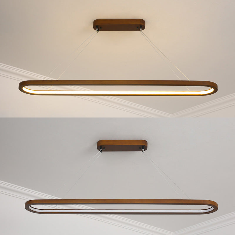 Oval Island Chandelier Lights Simplicity Wood Chandelier Lighting Fixtures for Restaurant
