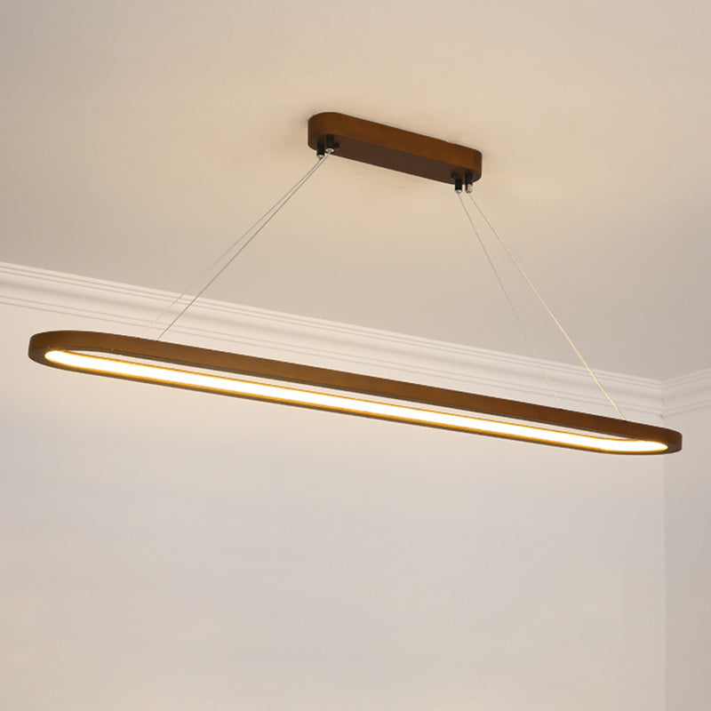 Oval Island Chandelier Lights Simplicity Wood Chandelier Lighting Fixtures for Restaurant