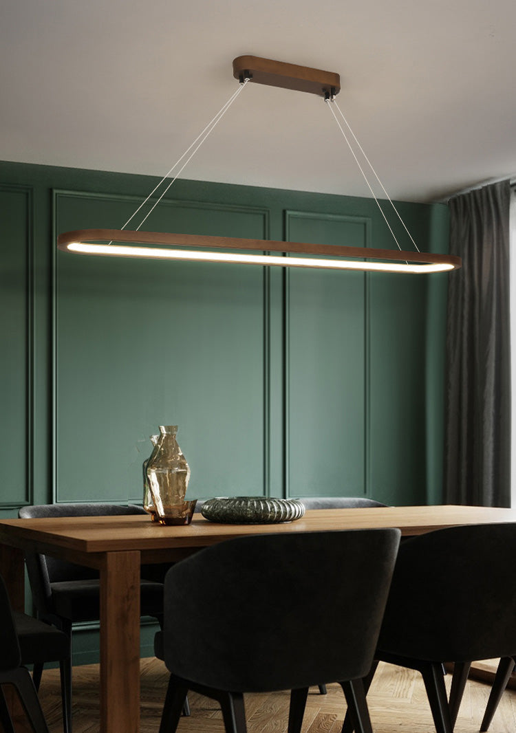 Oval Island Chandelier Lights Simplicity Wood Chandelier Lighting Fixtures for Restaurant