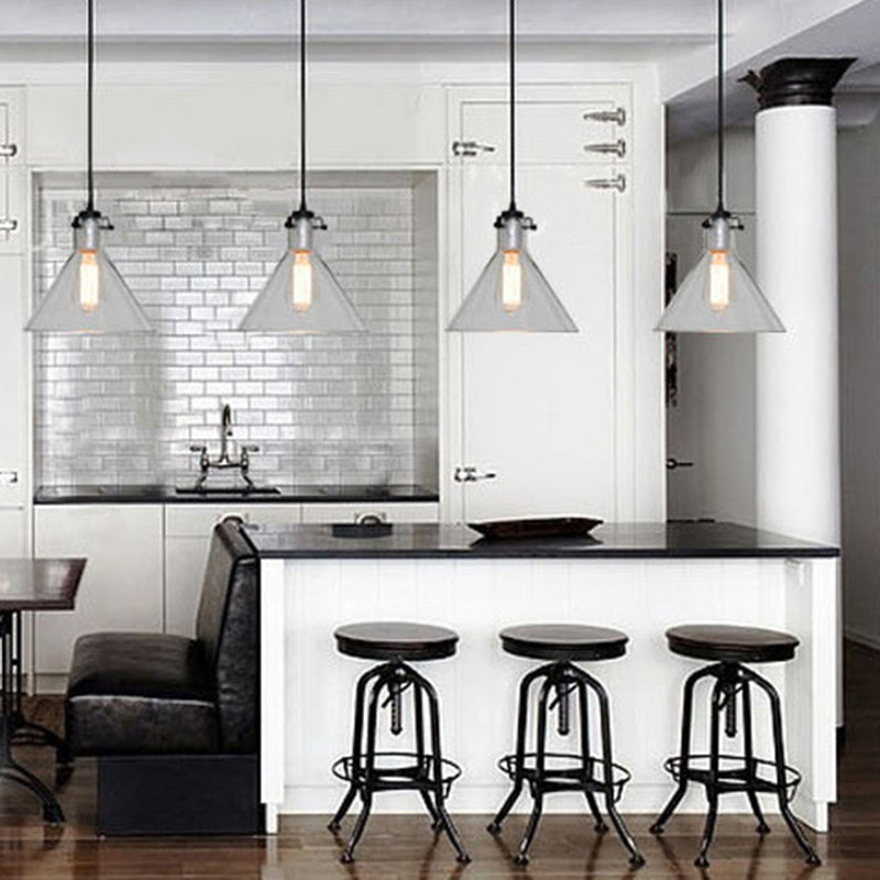 Heldere glazen kegel schaduw plafond hanger lamp industriële stijl enkele lamp hangend licht voor gang gang
