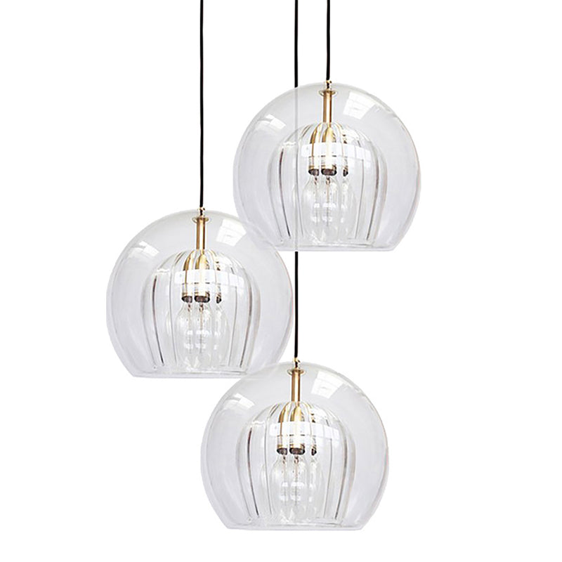 Luz colgada en forma de bola de vidrio de doble simplicidad moderna de iluminación de latón electrochado para dormitorio