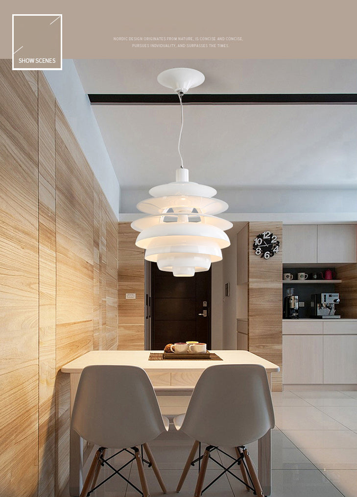 Pine Tree Shaped Creative Hanging Light Post-modern Style Aluminum Alloy Lighting Pendant in White