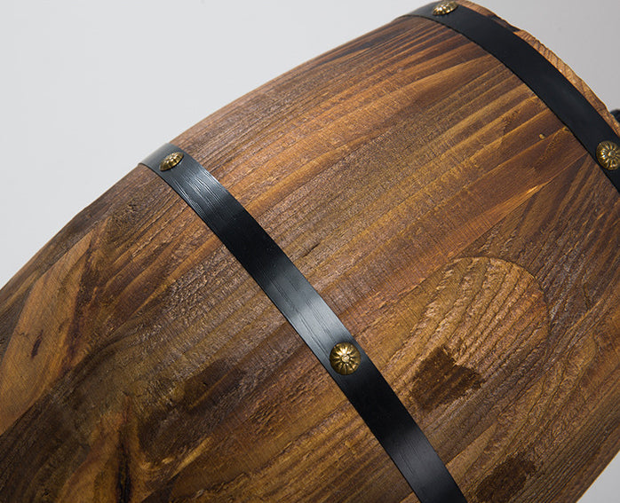 Wooden Barrel Shaped Creative Hanging Light Industrial Style Single Light Suspended Light with 27.5" Hanging Chain