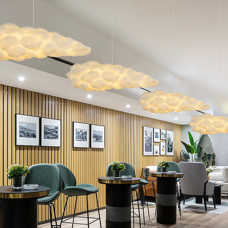 Creative Cloud Shape Hanging Light Modern Style Cotton Decorative Lighting Pendant for Bedroom