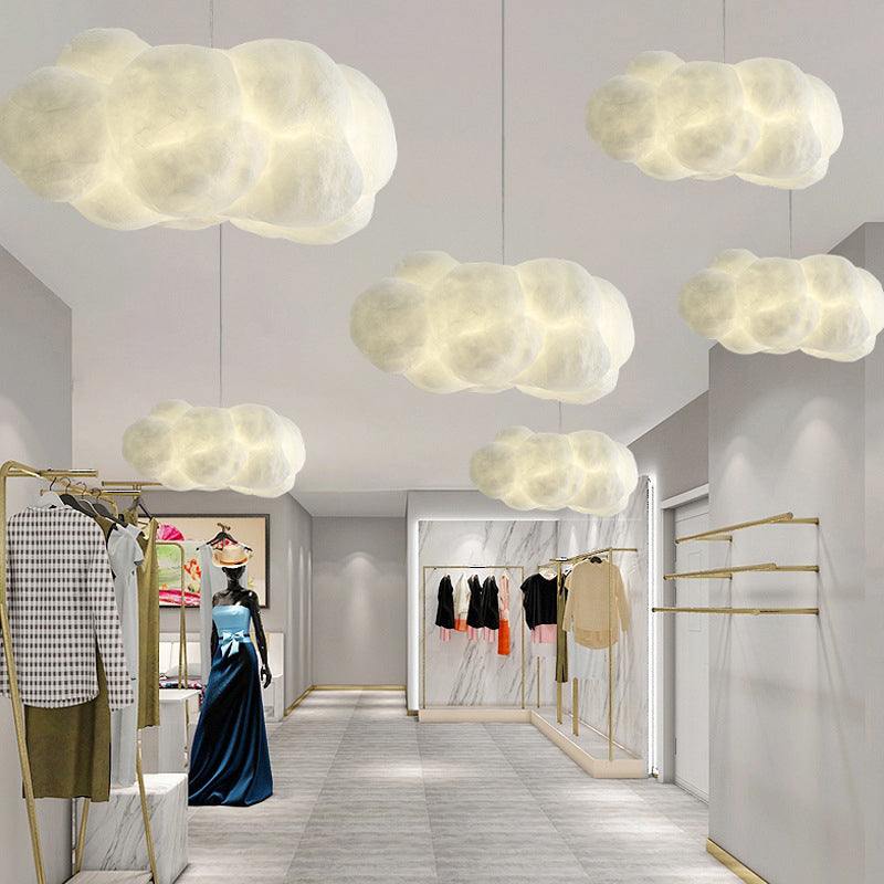Creative Cloud Shape Hanging Light Modern Style Cotton Decorative Lighting Pendant for Bedroom