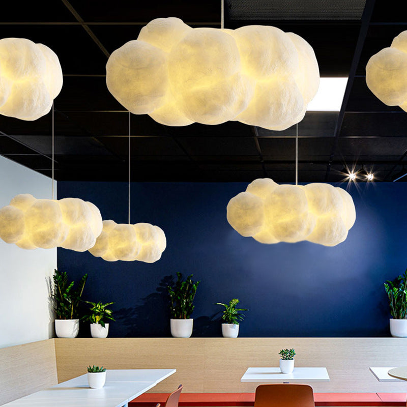 Creative Cloud Shape Hanging Light Modern Style Cotton Decorative Lighting Pendant for Bedroom