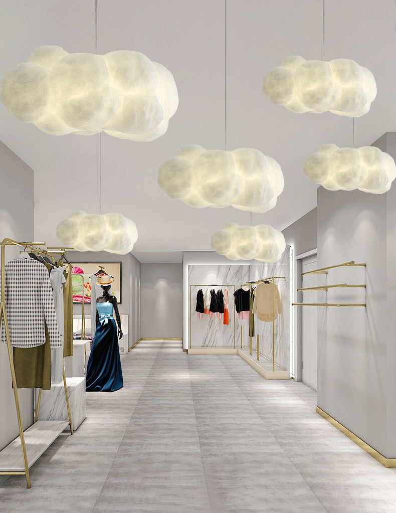 Creative Cloud Shape Hanging Light Modern Style Cotton Decorative Lighting Pendant for Bedroom