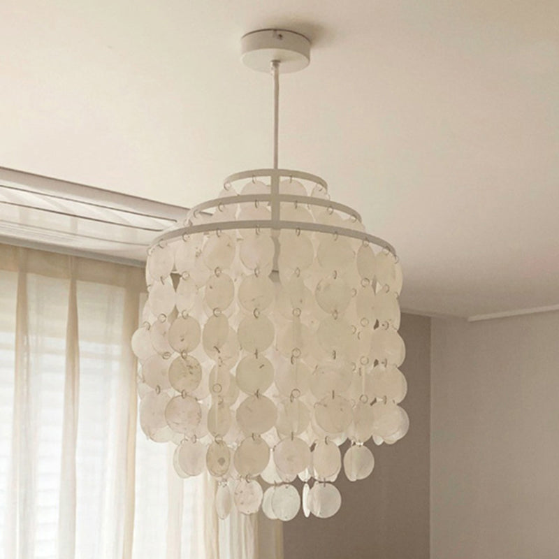 3-Tiers Shells Deco Hanging Light Contemporary Style Single Light Suspension Lamp for Dining Room