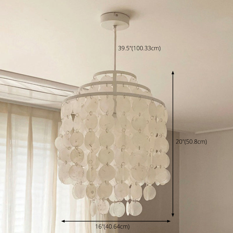3-Tiers Shells Deco Hanging Light Contemporary Style Single Light Suspension Lamp for Dining Room