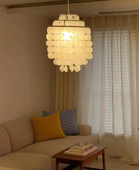 3-Tiers Shells Deco Hanging Light Contemporary Style Single Light Suspension Lamp for Dining Room