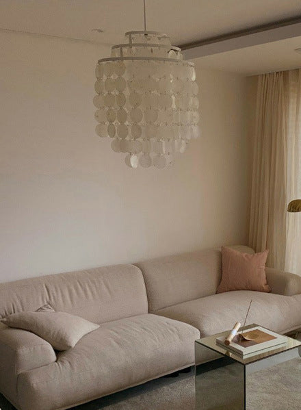 3-Tiers Shells Deco Hanging Light Contemporary Style Single Light Suspension Lamp for Dining Room