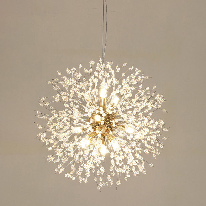 Modern Style Dandelion Crystal Pendant Light Home Decoration Lighting Fixture in Gold for Dining Room