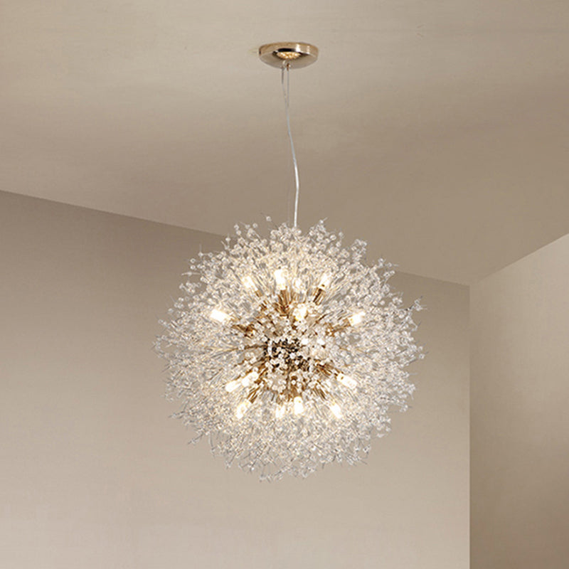 Modern Style Dandelion Crystal Pendant Light Home Decoration Lighting Fixture in Gold for Dining Room