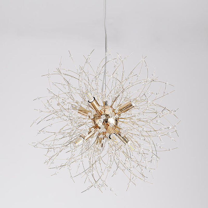 Modern Style Dandelion Crystal Pendant Light Home Decoration Lighting Fixture in Gold for Dining Room