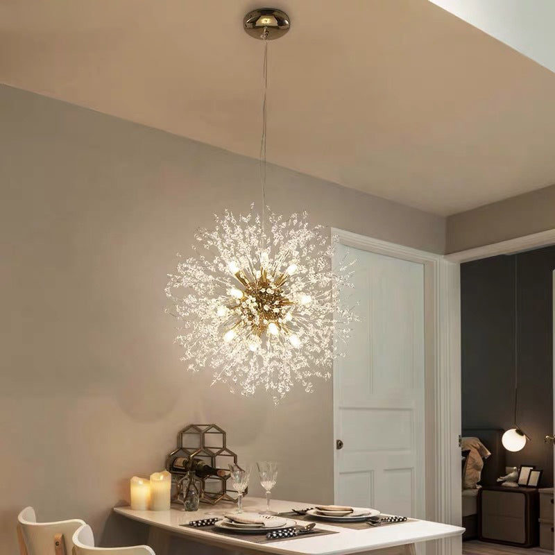 Posstal de cristal en forme de pissenlit Modern Simplicity Bedroom Éclairage de chambre à coucher en Chrome