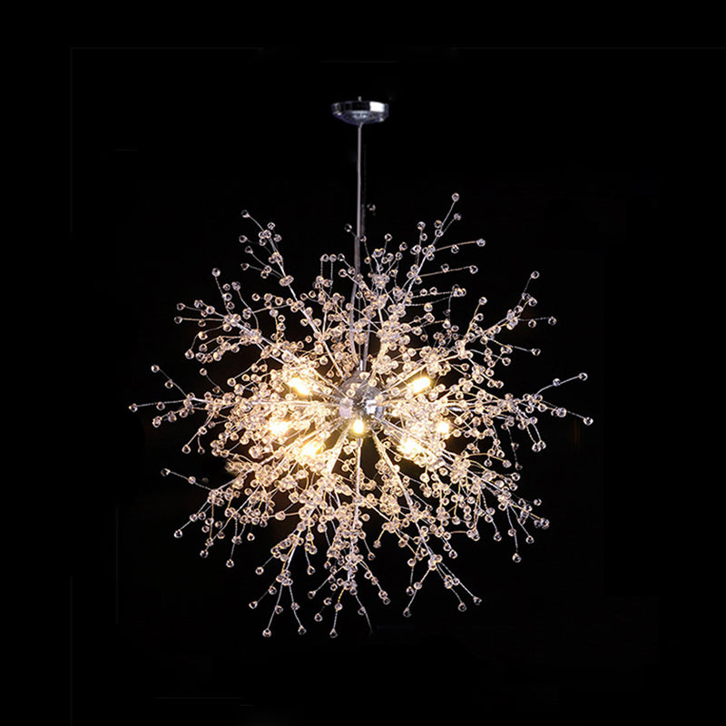 Posstal de cristal en forme de pissenlit Modern Simplicity Bedroom Éclairage de chambre à coucher en Chrome
