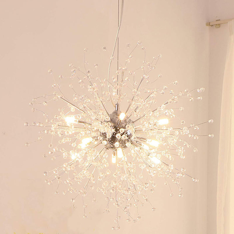 Posstal de cristal en forme de pissenlit Modern Simplicity Bedroom Éclairage de chambre à coucher en Chrome