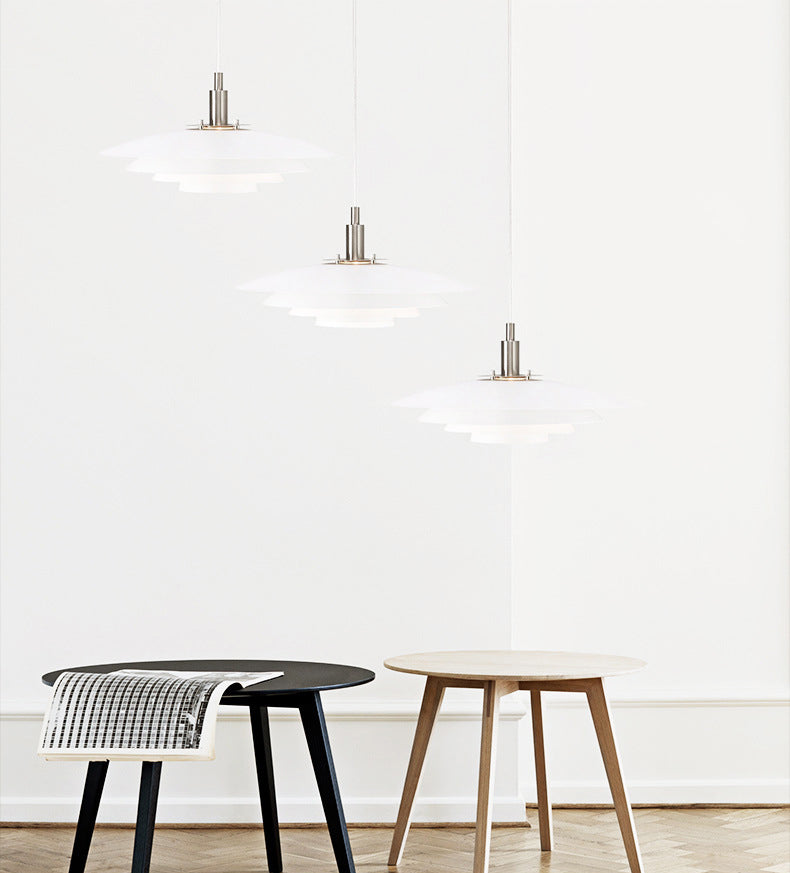 Nordic Style Minimalist Flying Saucer Hanging Light 15" Wide White Metal Single Bulb Lighting Fixture in Bedroom