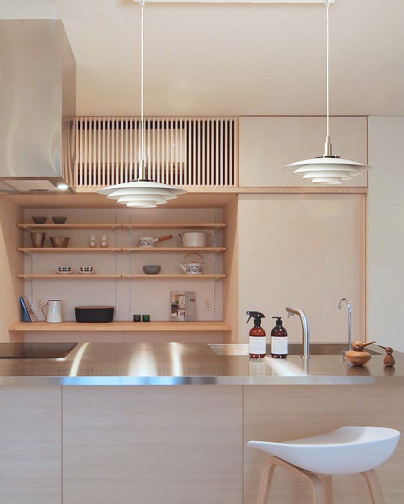 Nordic Style Minimalist Flying Saucer Hanging Light 15" Wide White Metal Single Bulb Lighting Fixture in Bedroom