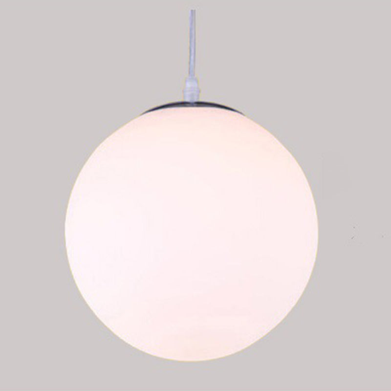 Milk White Acrylic Ball Shade Hanging Light Modern Simplicity 1-Light Suspension Lighting Fixture For Kitchen Bar