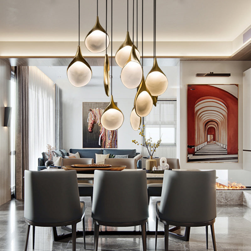 6.3 "Durchmesser Postmoderner Mini-Anhänger Lampenharz Schatten minimalistisch hängende Licht in Gold für die Flurstreppe