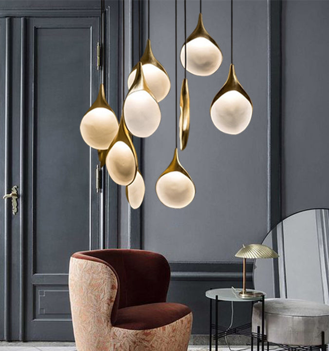 6.3 " Diameter Post-modern Style Mini Pendant Lamp Resin Shade Minimalist Hanging Light in Gold for Hallway Stairs