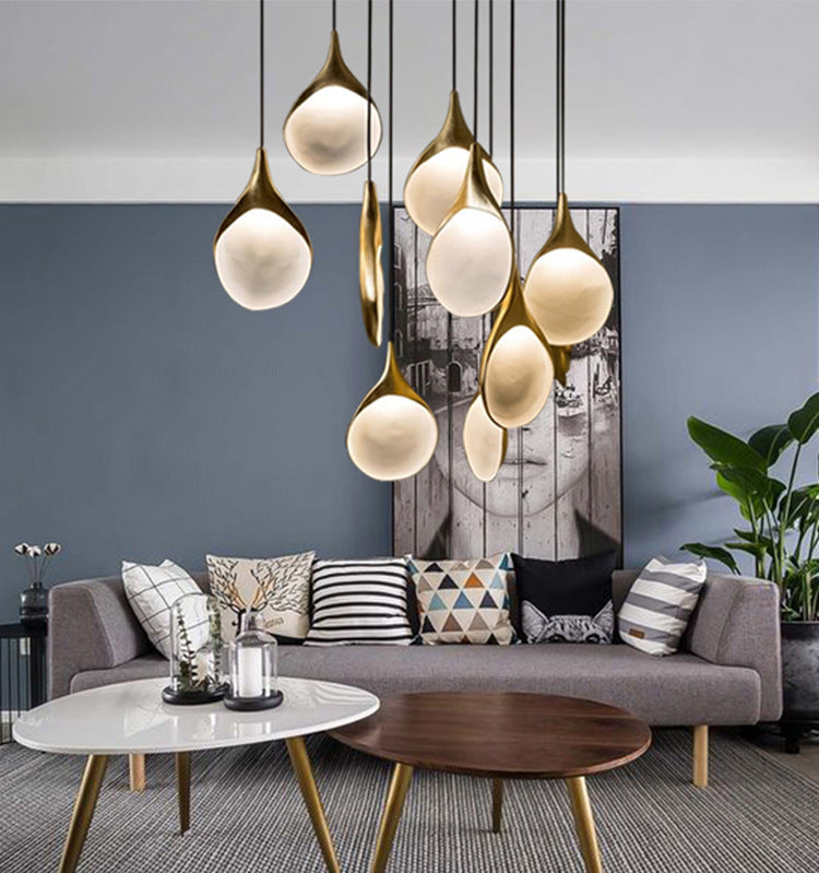 6.3 "Durchmesser Postmoderner Mini-Anhänger Lampenharz Schatten minimalistisch hängende Licht in Gold für die Flurstreppe