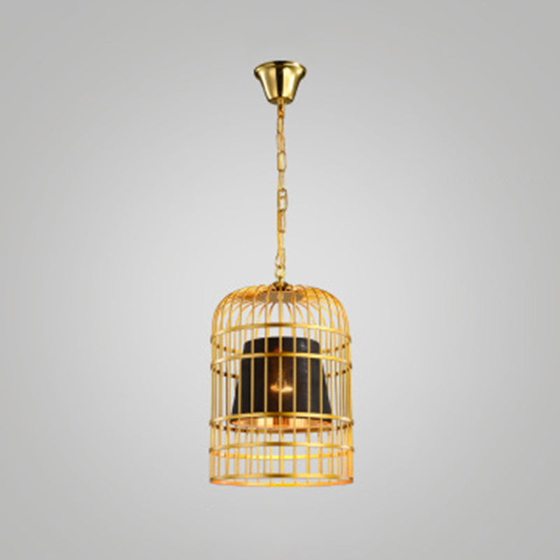 Golden Birdcage Design Metal Suspension Lichte stof Schaduw Creatief verlichtingsarmatuur met 35,5 "verstelbare hangende ketens
