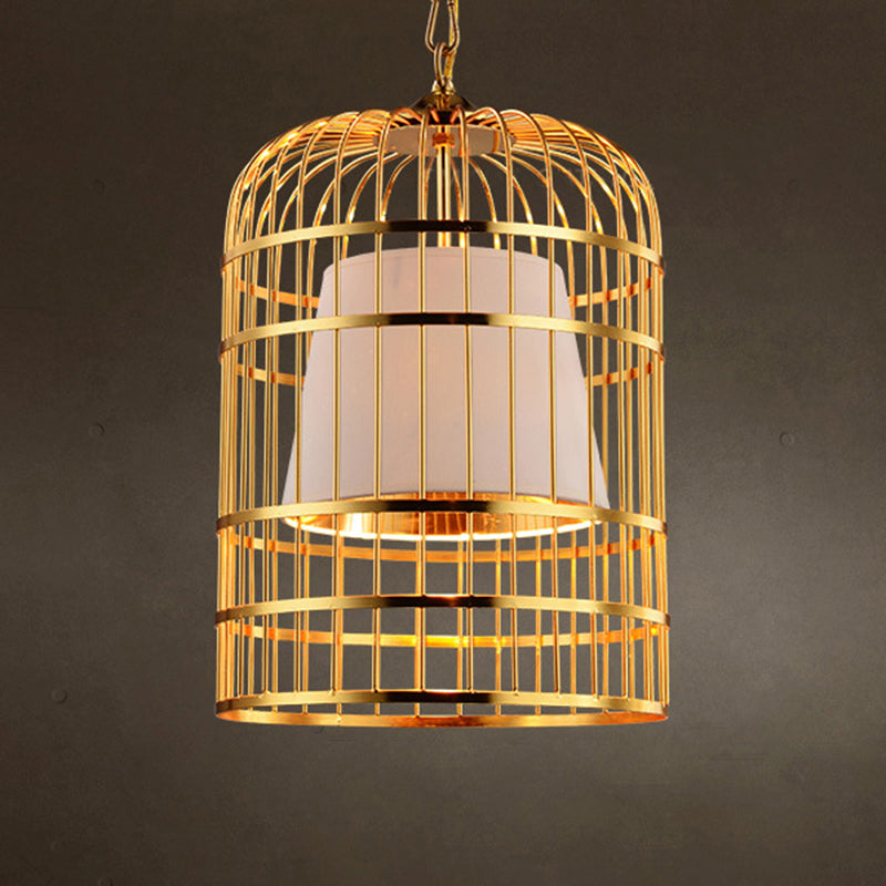 Golden Birdcage Design Metal Suspension Lichte stof Schaduw Creatief verlichtingsarmatuur met 35,5 "verstelbare hangende ketens