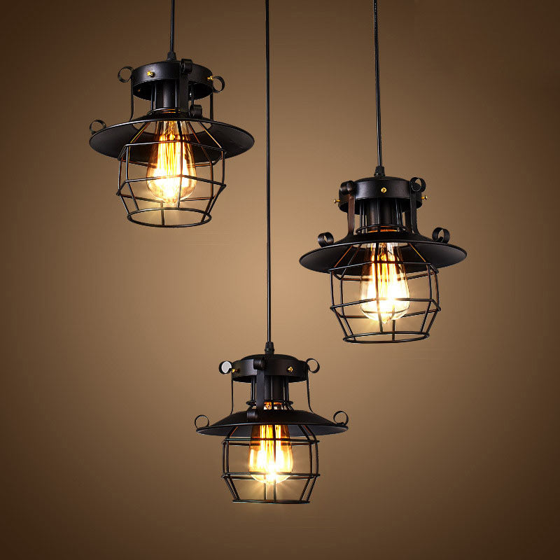 Lampadina a singolo bulbo in stile industriale a sospensione in ferro diamante in gabbia lampada appesa per le scale del corridoio